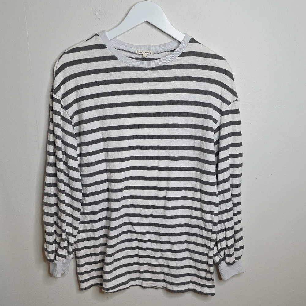 And The Why Striped Long Sleeve Top Small